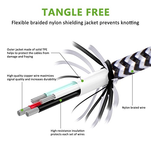 Ladekabel Micro USB Kabel Lightning Ladekabel [3Pack/1m] Syncwire Nylon geflochtenes 2 in 1 Kabel highspeed Kompatibel mit Apple und Android Geräten für iPhone 7/ 7Plus/ 6sPlus/ 6s, iPad/ iPod, Samsung, Huawwei ,HTC und mehr – Silber - 4