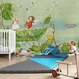 Apalis Kindertapeten Vliestapeten Erdbeerinchen Erdbeerfee Trampolin Fototapete Breit | Vlies Tapete Wandtapete Wandbild Foto 3D Fototapete für Schlafzimmer Wohnzimmer Küche | grün, 94627