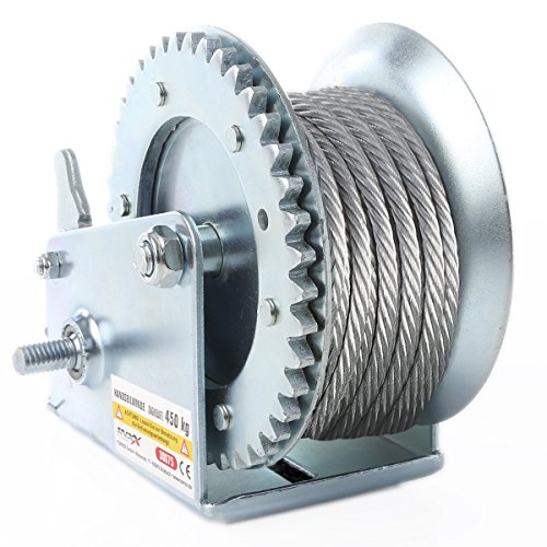 INXX 30075 Seilwinde Handseilwinde mit Stahlseil 450kg Bergungswinde 10 Meter - 4