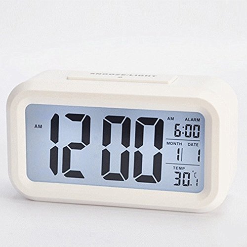 5,3″ LED Digitaluhr Wecker Beleuchtung Digitalwecker Reisewecker mit Datum und Temperatur Anzeige, Schlummertaste, Sensorlicht und Nachtlicht – Schwarz(White) - 2