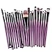 WANGSAURA® Pro Cosmetic 20pcs Makeup Brush Set Soft Face Powder Foundation Eyeshadow Eyeliner Lip Blusher (purple+black)