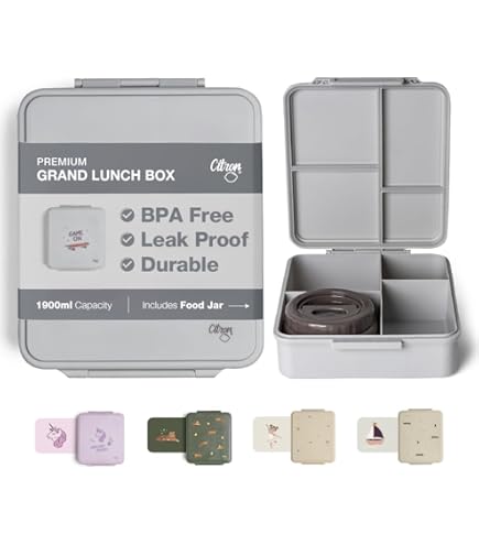 Jarlson Boite A Gouter Enfant - Lunch Box Avec 4 Compartimentss - Bento Box Sans BPA - Pour L'école Et La Maternelle - 850 ML (Lion) ✓ AVEC 4 COMPARTIMENTS: La Boîte