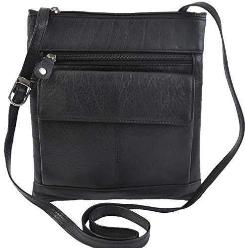 Preisvergleich Produktbild primehide weiches schwarzes Leder Umhängetasche Schulter TOP REIßVERSCHLUSS HANDTASCHE 1451