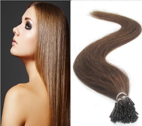 100 X 0.5g 18" Pre Bonded 100% Real Natural Stick Tip I Tip itip Human Hair Extensions 8# Light Brown