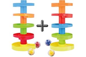 WEofferwhatYOUwant Educational Ball Drop Toy for Kids - Spinning Swirl Ball Ramp 2 Sets Activity Toy for Toddlers and Babies Safe for 9 Months and Up