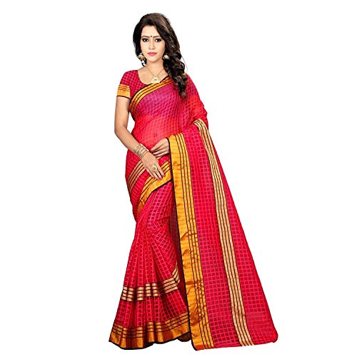 Art Decor Sarees Poly Pink Saree With Blouse Saree (Pink)