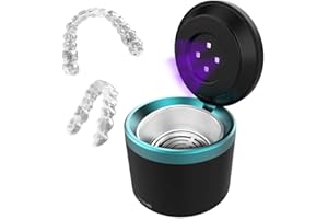 Cecotec Limpiador Ultrasonido Dental para Férulas y Dentaduras ToothCare Elite Clean. Limpieza con Vibraciones Ultrasónicas, Cesta Inserción/Extracción, Luces UV, Resultados en 5min, Tanque 200ml