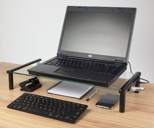 Kit Fernsehtisch, Laptop, PC Monitor Tisch Ständer mit USB Anschlüssen – Schwarz - 5