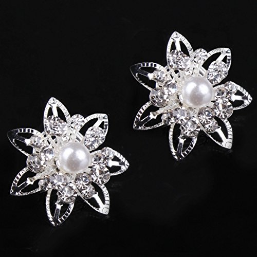 Musuntas 6er Set wunderschöne Sterne Blumen Haarspiralen Haarnadeln aus , Perle, Strass, Braut Hochzeit Perle Strass Haarschmuck Haarspiralen … - 2