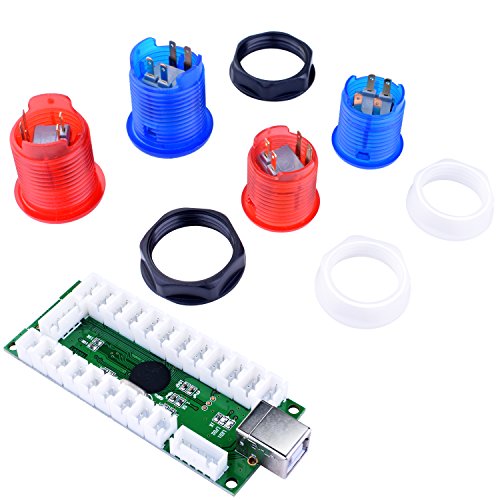 For Raspberry Pi 3 2 model B Retropie  Longruner LED Arcade DIY Parts 2x Zero Delay USB Encoder   2x 8 Way Joystick   20x LED Illuminated Push Buttons for Mame Jamma Arcade Project Red   Blue Kits