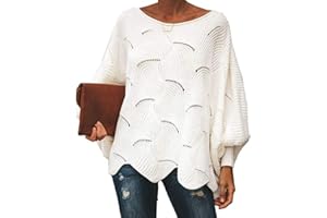 QUNERY Pull Femme Hiver Chic Sweat Femme Casual Lâche Automne Manches Chauve-Souris Sweater Femme Tee Shirt Manche Longue Oversize