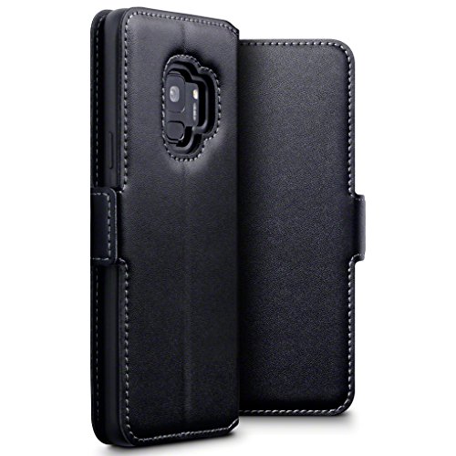 Preisvergleich Produktbild TERRAPIN, Kompatibel mit Samsung Galaxy S9 Hülle, Premium ECHT Leder - Slim Fit - Flip Handyhülle Samsung Galaxy S9 Tasche Schutzhülle - Schwarz