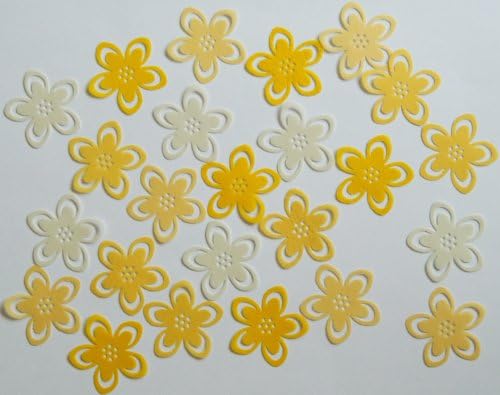 PRE-CUT BEAUTIFUL YELLOW FLOWERS M2 CUPCAKE RICE / WAFER PAPER CUP CAKE TOPPERS BIRTHDAY PARTY WEDDING DECORATION (24)