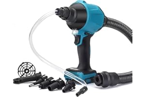 LIFETTER Souffleur sans fil pour batterie Makita 18 V, souffleur à feuilles sans fil avec 7 buses, 2 tuyaux, éclairage LED, sans fil pour souffler des feuilles d'entretien de pelouse, voiture, neige, pont