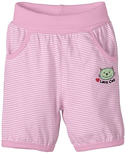 SALT AND PEPPER Baby Girls 0-24m NB Shorts Love Cats stripe Striped Shorts, Pink (Rose 805), 3-6 Months (Manufacturer size: 68)