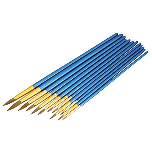 ZILONG 12 Stück Künstlerpinsel Set, Malen Pinsel, Gemälde Pinsel, Wasserfarbe Pinsel, Feine Pinsel für Gemälde auf Acryl / Aquarell / Ölmalerei / Skizze, Blau - 2