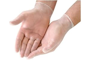 SIA Guantes de vinilo, ambidiestros, sin polvo, color natural.Talla L - Caja de 100 Unidades