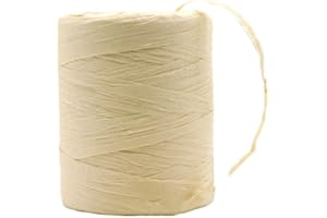 Naisfei Bast Papier Bänder, 180 M Raffia Papierband Naturbast, Natur Papierschnur Geschenkband Bastelschnur, für Geschenkverpackung, Weben, Dekoration und Gärtnern DIY Handwerk