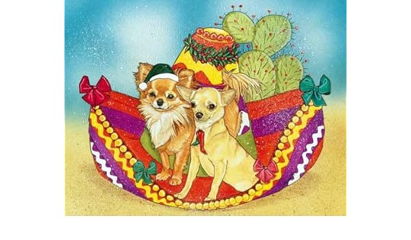Chihuahua Christmas Cards Long Hair And Short 10 Holiday Cards