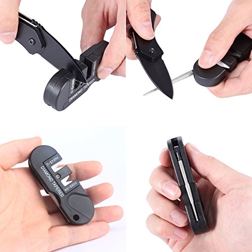Aseun Messerschärfer 2 Stufen Mini Messerschleifer Knife Sharpener mit Schlüssel Kette - 2