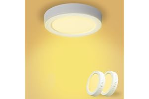 Yexati Bathroom Ceiling Light 15W 1620LM, Round LED Ceiling Light 3000K, 100W Equivalent, Waterproof Flush Ceiling Light IP44 Ceiling Lamp for Bedroom Kitchen Living Room Bathroom Ø17CM, 2 Pack