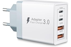 ZXCJ USB C Ladegerät, 4 Ports Mehrfach Ladegerät mit USB C und USB A, 45W Schnellladegerät PD 3.0 USB Netzteil für Apple iPhone 17 16 15 14 13 12 11 Pro Max, Mini SE XS XR, iPad, Samsung USBC Ladestecker