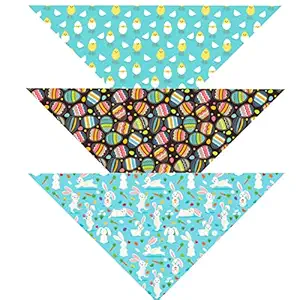 Native Pup Easter Dog Bandana| 3-Pack| Spring Scarf Set in Pastel, Purple and Blue (Large)