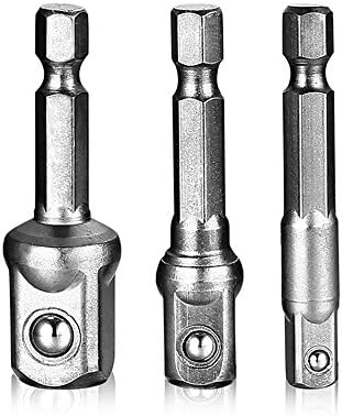 3Pc Set Socket Bit Extension Hex Shank Adapter Drill Nut Driver Power Drill Bit Automotive DIY Tools Repair Tool Kit Set 1/4 3/8 1/2