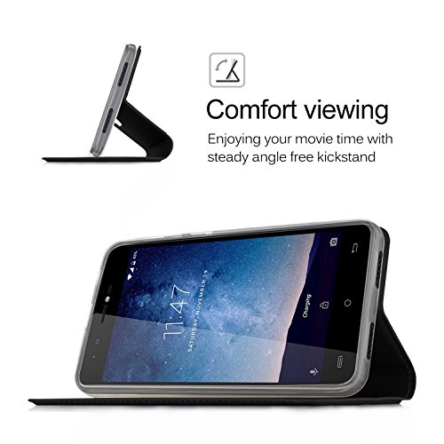 Cubot R9 HÃ¼lle, KuGi Cubot R9 Flip Bookstyle Kompletter Schutz Mit Magnetverschluss und Standfunktion Tasche Etui Cover Case SchutzhÃ¼lle fÃ¼r Cubot R9 Smartphone (Schwarz)