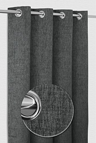 Cathrine Ösenvorhang, Gardine mit Ösen 140×245 cm, Ösenschal blickdicht Farbe wählbar (Grau) - 2
