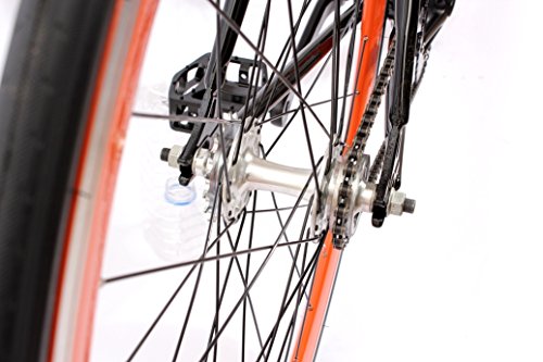 KHE Fixie Singlespeed FX01 56,5cm schwarz inkl Freilaufritzel 40mm orangene Felge - 8