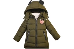 linboo Jungen Winterjacke Kinder Warme Wintermantel mit Kapuze Verdickte Jacke Blouson Winddicht Winter Kapuzenparka