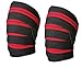 Produktbild gymforward 198,1 cm Elastische Knie Packungen Gewicht Lifting Knieschoner Unterstützung Nylon gedrungene Bandage Träger, 1 Paar, rot