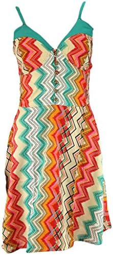 ZIG ZAG PRINT DRESS ORANGE & TURQUOISE STRAPPY BRA STYLE TOP