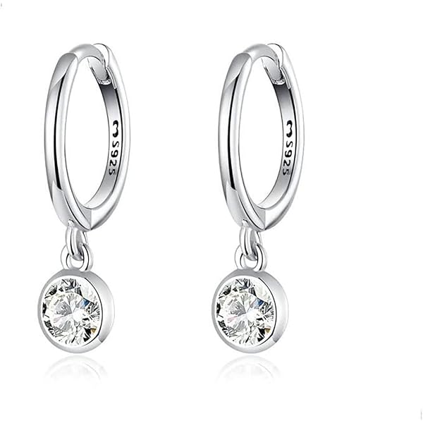 Orecchini A Cerchio In Argento 925 Con Stella E Zirconi - Ipoallergenici, Perfetti Per Donna E Ragazze