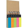 GLUN® 7x5cm Self-Sticky Notepad, Fluorescent Colour Sticky Notes with Spiral Binding Portable Page with Markers Index Tabs, Home, Office, School Bookmarks Pack of 1