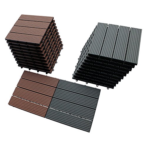 WPC Holz Fliese 30x30cm, 1 m² (11 Fliesen) braun und anthrazit versandkostenfrei (D) … (Grau) - 4