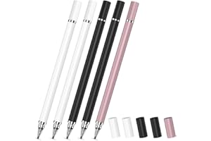 XUJLRL Pacco da 4 pennini con penna touch a disco - Pennino 2 in 1 e penna a sfera per un utilizzo universale su tutti i tablet/smartphone.