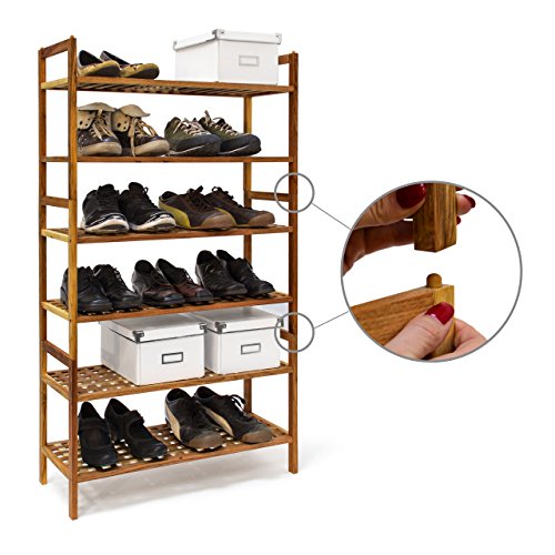 Schuhregal Walnuss geölt stapelbar 2 Ablagen - 3