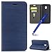 Produktbild MoreChioce kompatibel mit Samsung Galaxy J3 2017 Hülle,Flip Case Leder kompatibel Galaxy J330, PU Leder Klapphülle Flip Case Retro Blau Schutzhülle Handytasche Brieftasche Magnetische,EINWEG