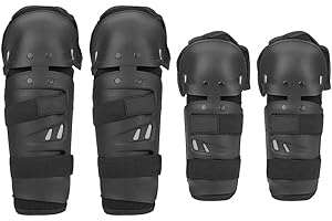 BYARSS Gomitiere, 4 pezzi Moto Motocross Ciclismo Gomitiere Ginocchiere Protezione Parastinchi Armature Set Nero