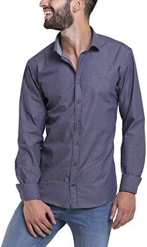Atelier Boldetti Shirt for Men Casual Slim Fit Polka Dot Motif Red/ White , Size: XXL