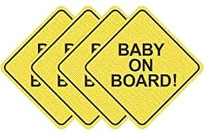 NITAIUN NITAUN 4 Pezzi Baby on Board Bimbo Adesivi Auto Bambino in Auto Adesivi Riflettenti Baby in Car Impermeabile Baby Attenzione Segnale per Macchina