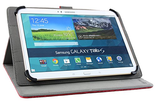 Emartbuy® Wortmann Terra Pad 1004 10.1 Zoll Tablet PC Universalbereich ( 10 – 11 Zoll ) Vintage Floral Rot Multi Angle Exekutiv Folio Mappen Kasten Abdeckung mit Kartensteckplätze + Eingabestift - 2