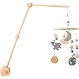 BAODBF Baby Crib Mobile Arm,Baby Crib Mobile Holder,Adjustable Angle and Height,Cot Mobile Arm Wooden,Baby Mobile Hanger for Nursery Decor Mount Bed Bell Holder(Wood color)