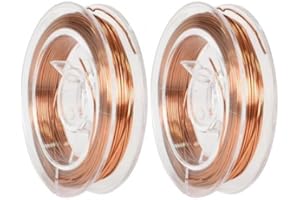 WISEBOM Kupferdraht, 2 Rollen 0,5 mm x 10 m Kupferlackdraht Emaillierter Spulenwickeldraht, Wickeldraht Lackdraht Magnetwicklung Draht für Transformatoren Induktivitäten Motoren Lautsprecher