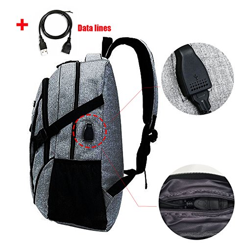 Laptop Rucksack - Computer-Rucksack Laptop-Rucksack Hochschule Rucksack mit USB-Ladeanschluss - Grau