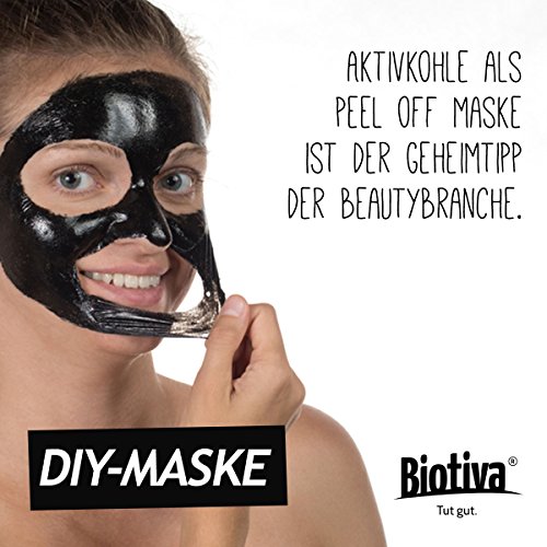 Aktivkohle „Active Carbon“ – Das ORIGINAL von Biotiva® // 25g reine Aktivkohle | Natürliches Zahnaufhellung-Pulver aus Kokosnuss | Für Zahnbleaching und Peel-Off-Maske (Schwarze Gesichtsmaske, Blackhead) gegen Mitesser, Akne und unreine Haut – MADE IN GERMANY (auch: Activated Charcoal Teeth Whitening) - 6