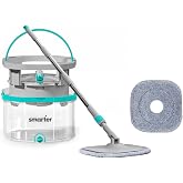 SMARTER Aqua Max &Ouml;ZEL SERİ ŞEFFAF Temiz&amp;Kirli Suyu Ayırma &Ccedil;ift Kova Yedekli Temizlik Seti Mop Paspas