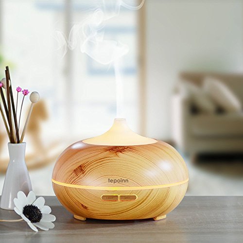 Tepoinn Aroma Diffuser, 300ml Holzmaserung Luftbefeuchter Ultraschall LED Ätherische Öle Humidifier Aromatherapie Diffusor mit farbenwechselnde LED Licht - 4